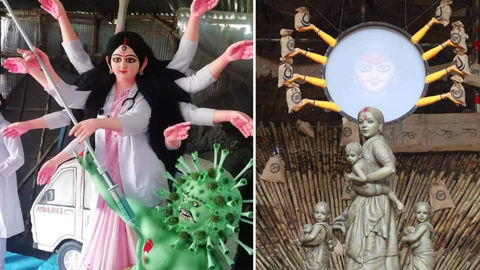 Durga Idols Portraying A Healthcare Worker & A Migrant Mother Break The Internet