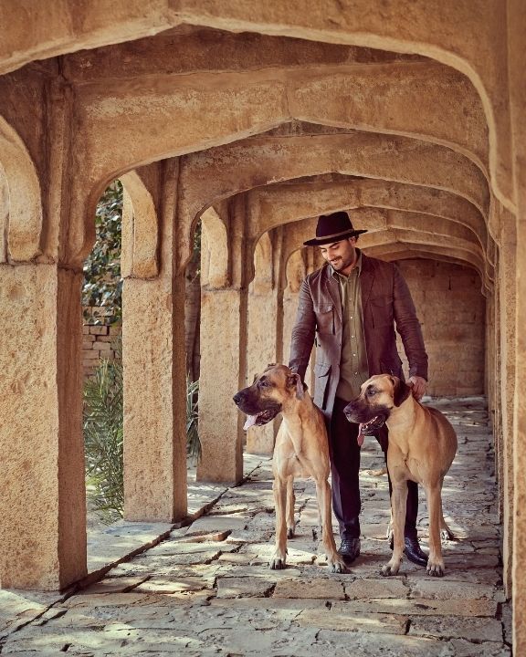 Singh with his dogs