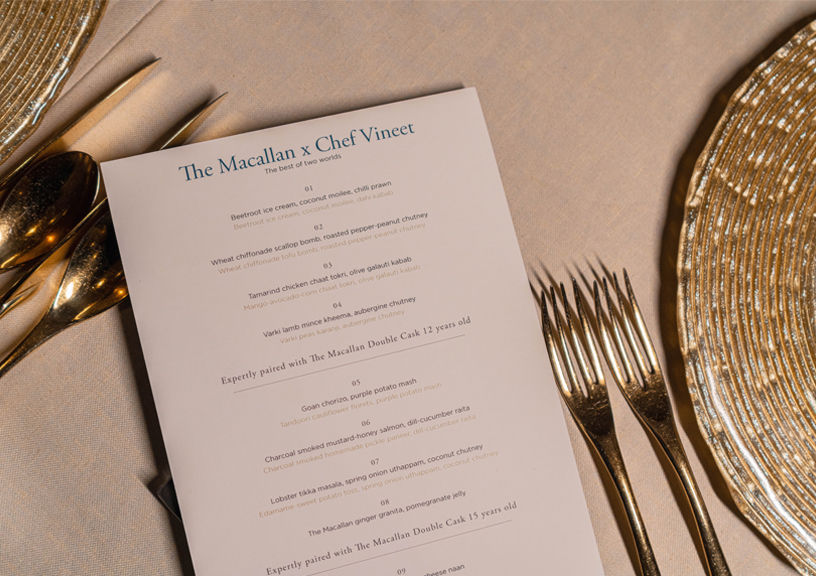 Menu at private tasting