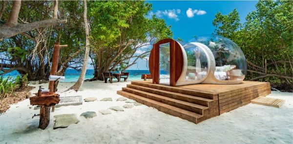 This Maldives Resort Has A Clear Glamping Bubble On The Beach For Stargazing And Dolphin Watching