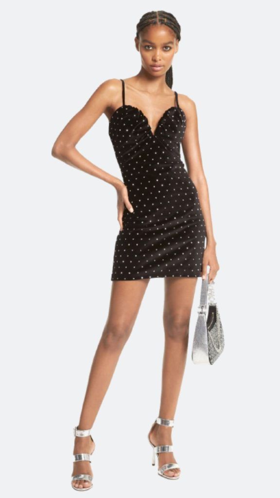 Behati mini dress in silver outlet dots