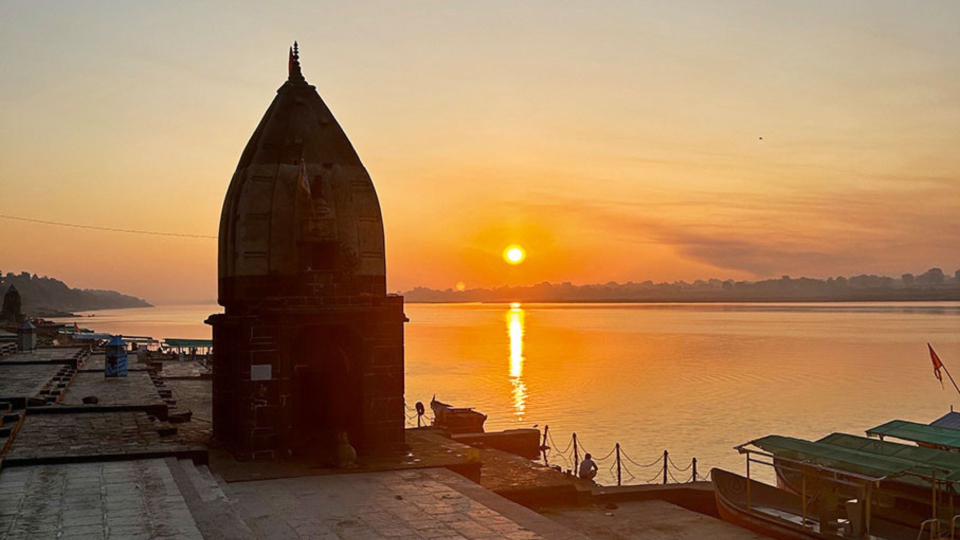 a sunset over Narmada