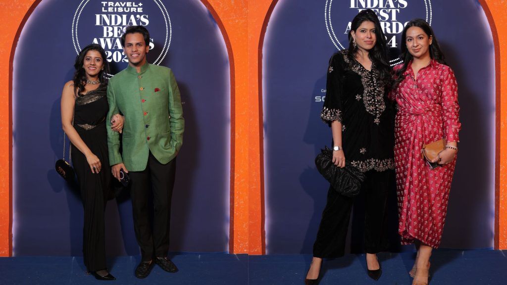 Jai Sharma and his wife (left) and Saima Puri and Nitya Khanna (right) | Image credit: @shrey_gulati/Travel + Leisure India & South Asia