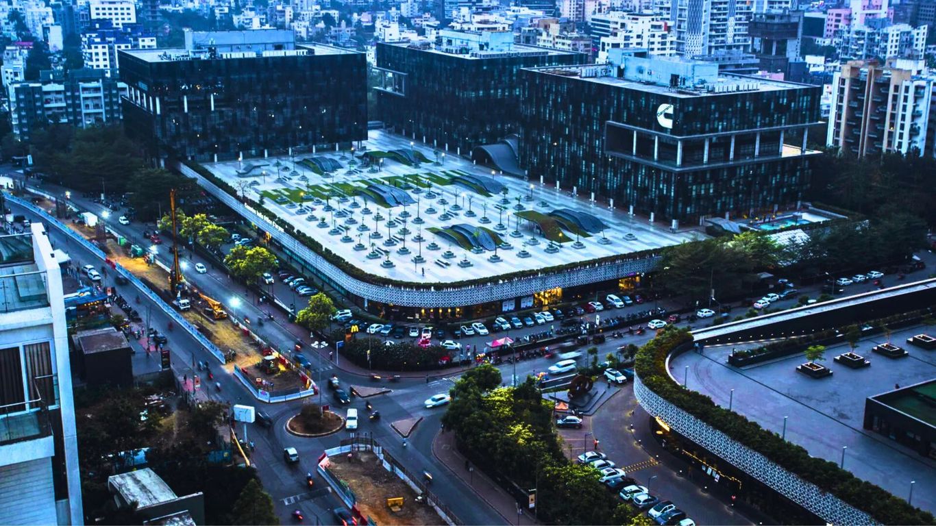 Modern IT park and shopping mall complex in a growth market