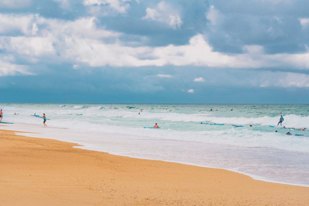 Surfer in the Atlantic Ocean, the coast of Hossegor, France, one of the best surf towns in the world