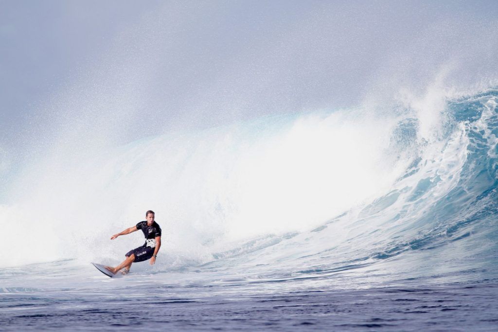 Surfing on the wave at Six Senses Fiji