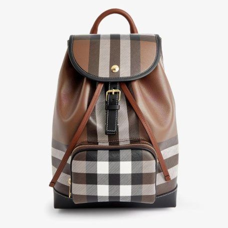 Burberry Check-Print Medium Coated Canvas Backpack