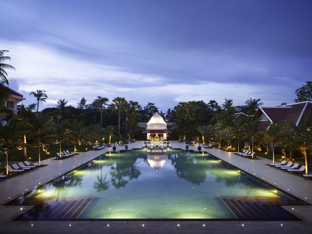 Raffles Grand Hotel d’Angkor is the one of the largest pools in Cambodia