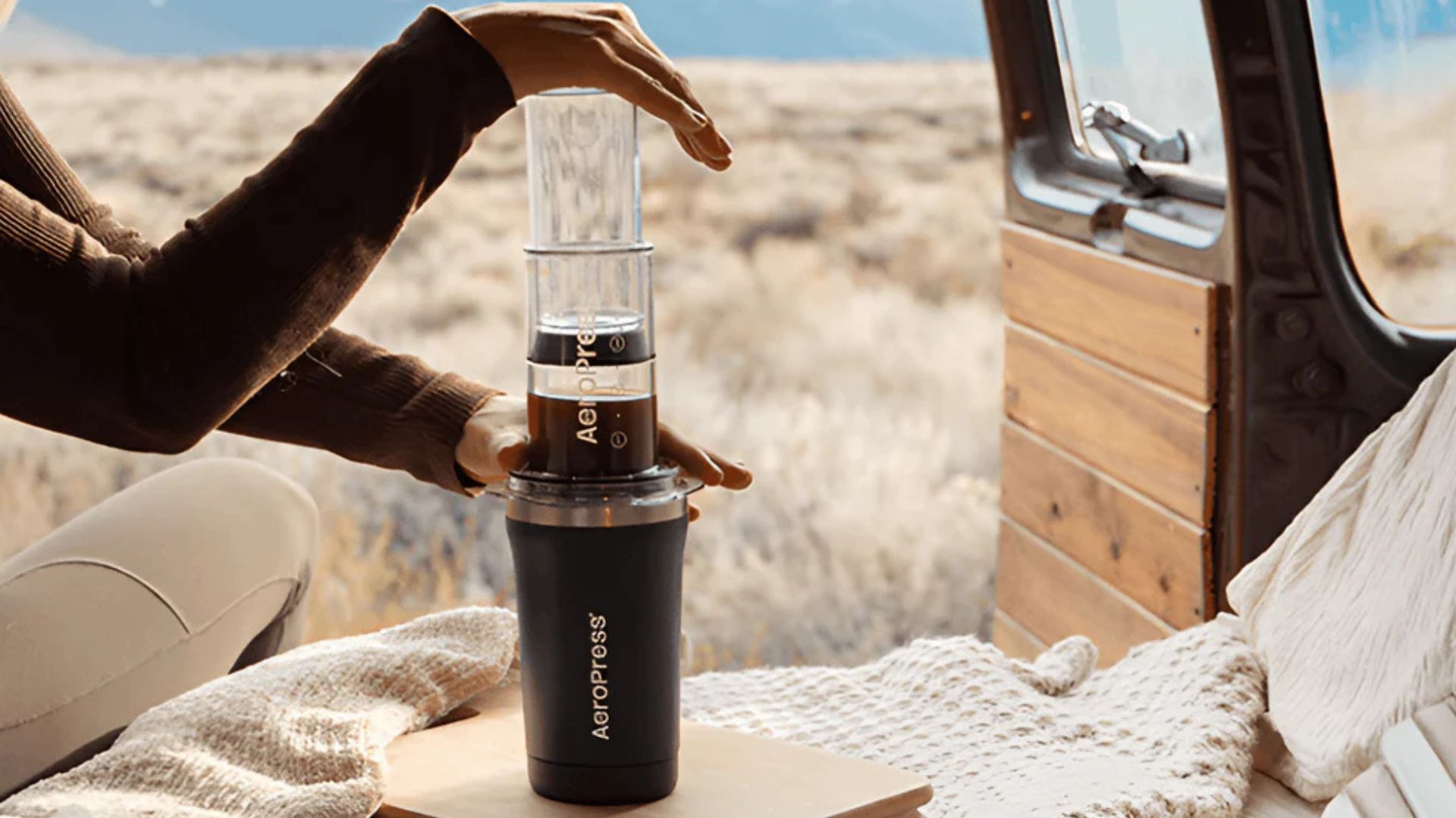 Illustration of Coffee Grounds For Solo Travelers With Coffee Maker