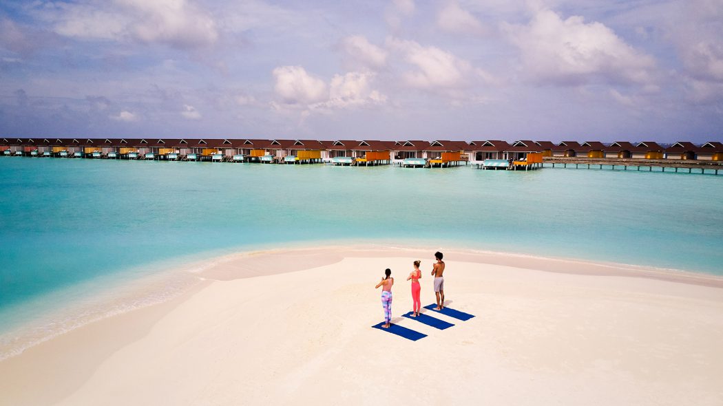 Work from Maldives: Morning Yoga, The Standard, Huruvahli Maldives digital nomads