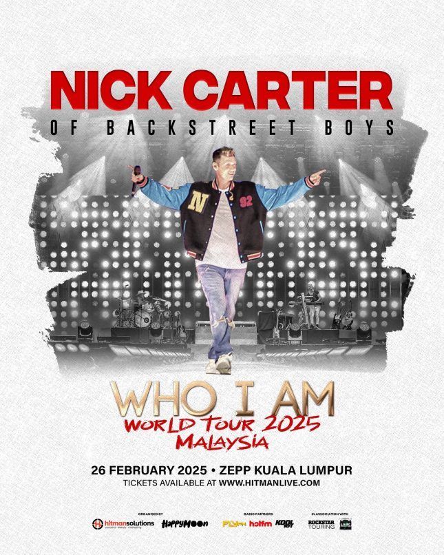 Backstreet Boys 的 Nick Carter 计划于 2025 年 2 月在 Zepp 吉隆坡演出，作为他的 Who I Am 世界巡回演唱会马来西亚站的一部分 