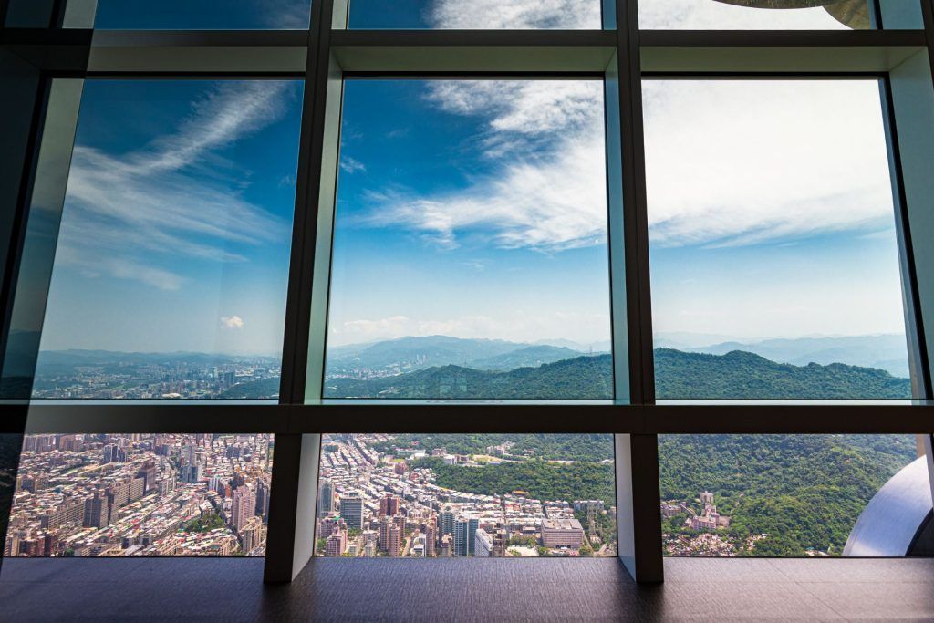 View through window from Taipei 101 skyscraper