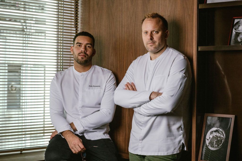 Chef Joris Rousseau (left) and French chef-owner David Toutain (right). Courtesy of Feuille