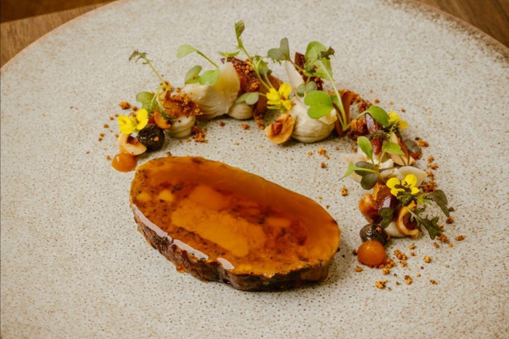 Artichokes, Cailette, Girolles, Pickles. Courtesy of Racines