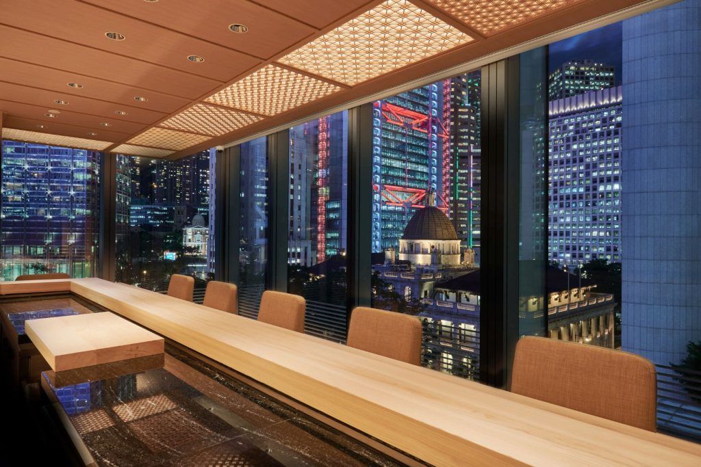 Interior with Hong Kong cityscape. Courtesy of Kanesaka