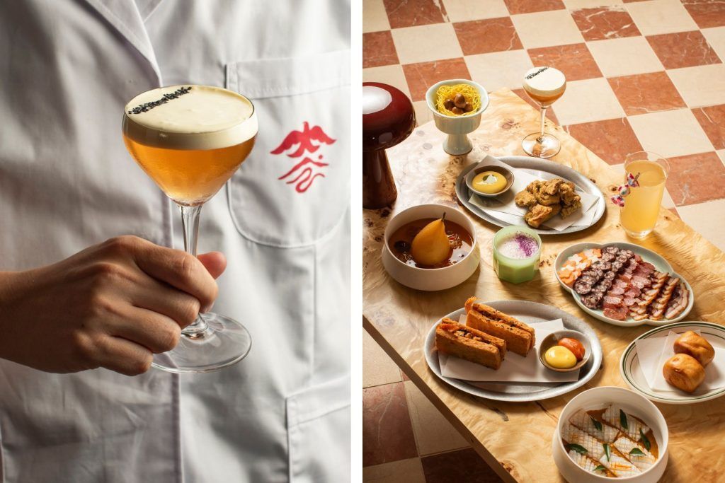 FROM LEFT: Kowloon Dairy; drinks with Hong Kong-style bites. Courtesy of Kinsman