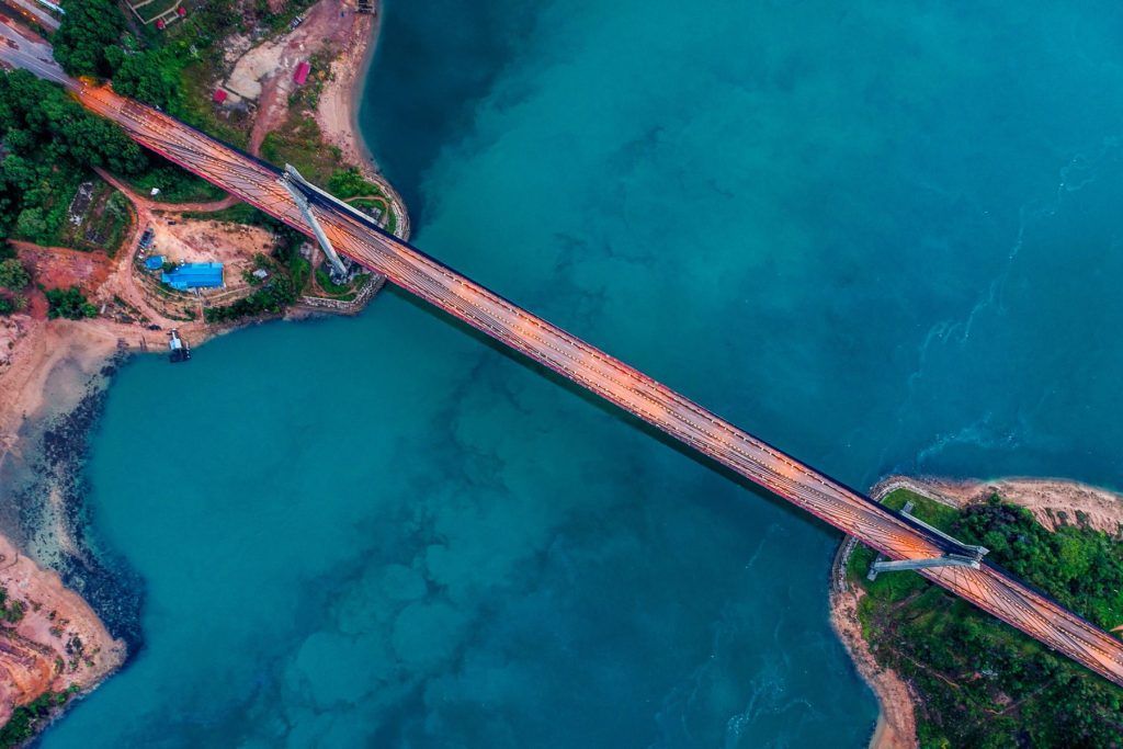 Aerial view of Barelang Bridge connect five islands around Batam