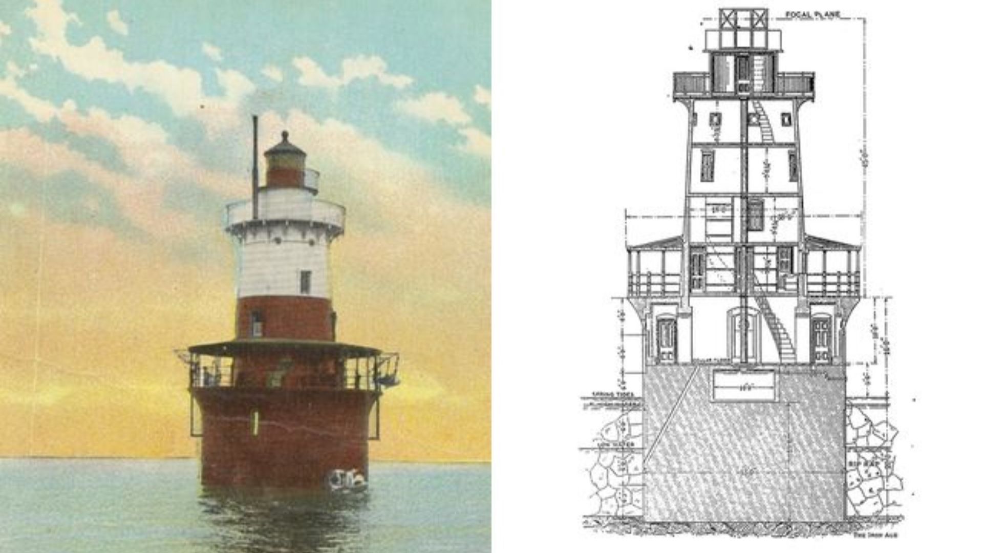 Green ledge light house postcard