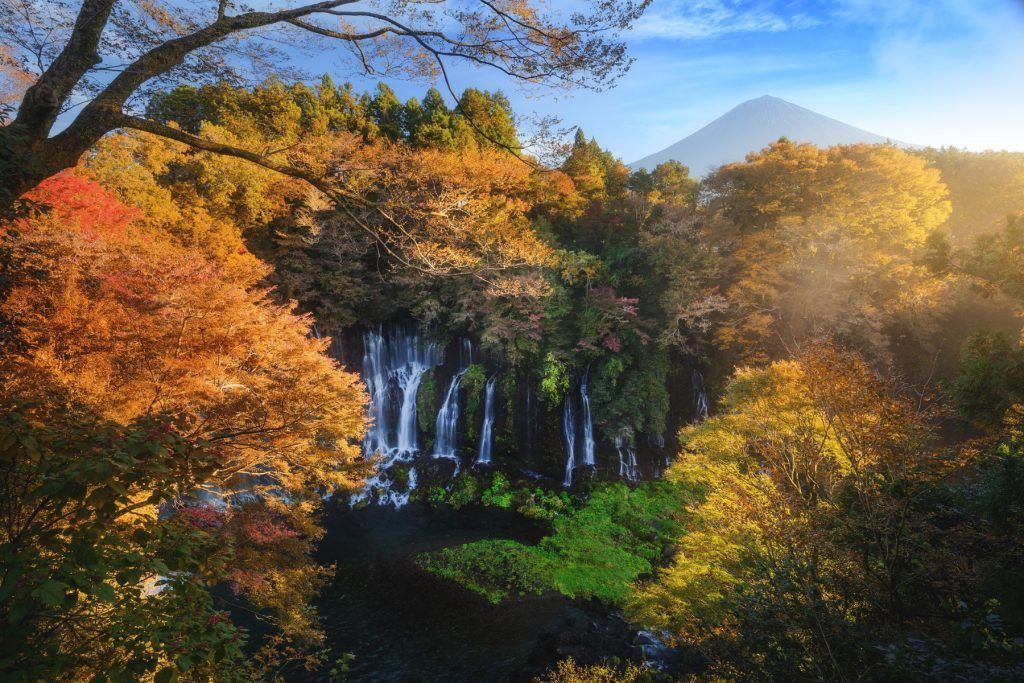 TitleShiraito Falls with colorful leaves in Fujinomiya, Izu Peninsula