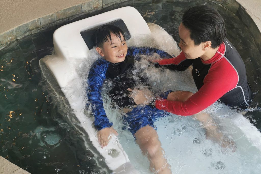 A kids' hydro massage, The Farm At San Benito