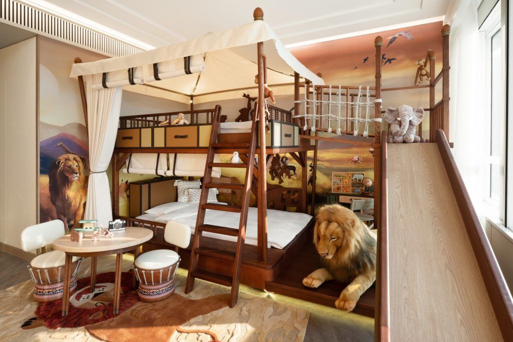 A safari-themed family suite at Island Shangri-La