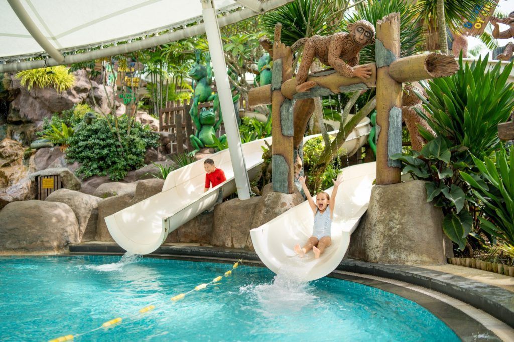 Jungle slide action at Shangri-La Rasa Sentosa.