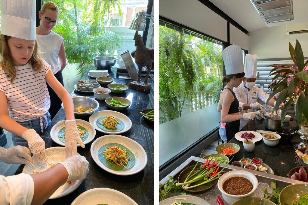 Our writer's daughters cook at Shinta Mani Angkor & Bensley Collection Pool Villas - hotel kids activities
