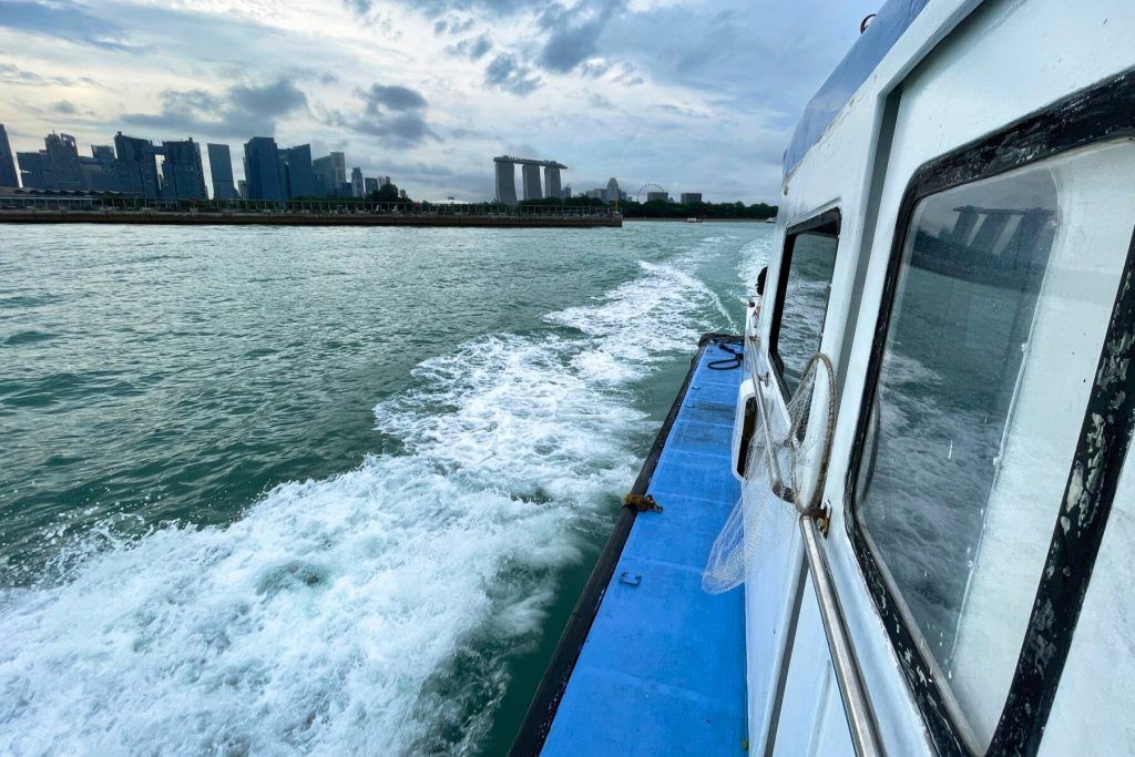 Ahead to Lazarus Island off the southern shores of mainland Singapore