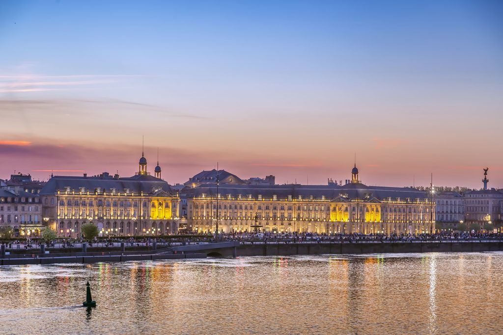 Bordeaux city center from Garonne river in sunset, France. Photo by Borisb17©GettyImages
