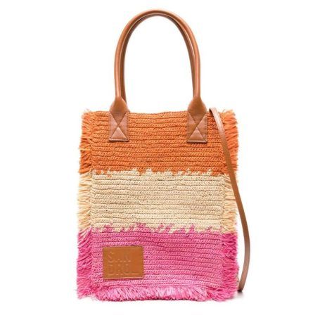 SANDRO frayed woven-raffia tote bag
