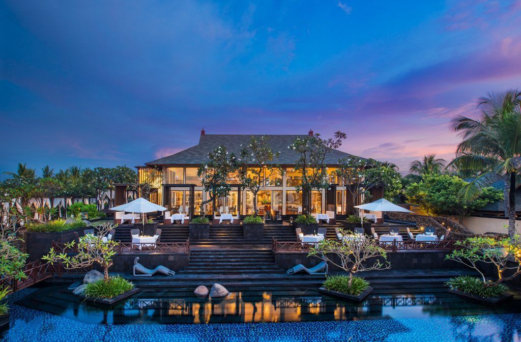 The Exterior of Kayuputi Restaurant at Dusk, The St. Regis Bali