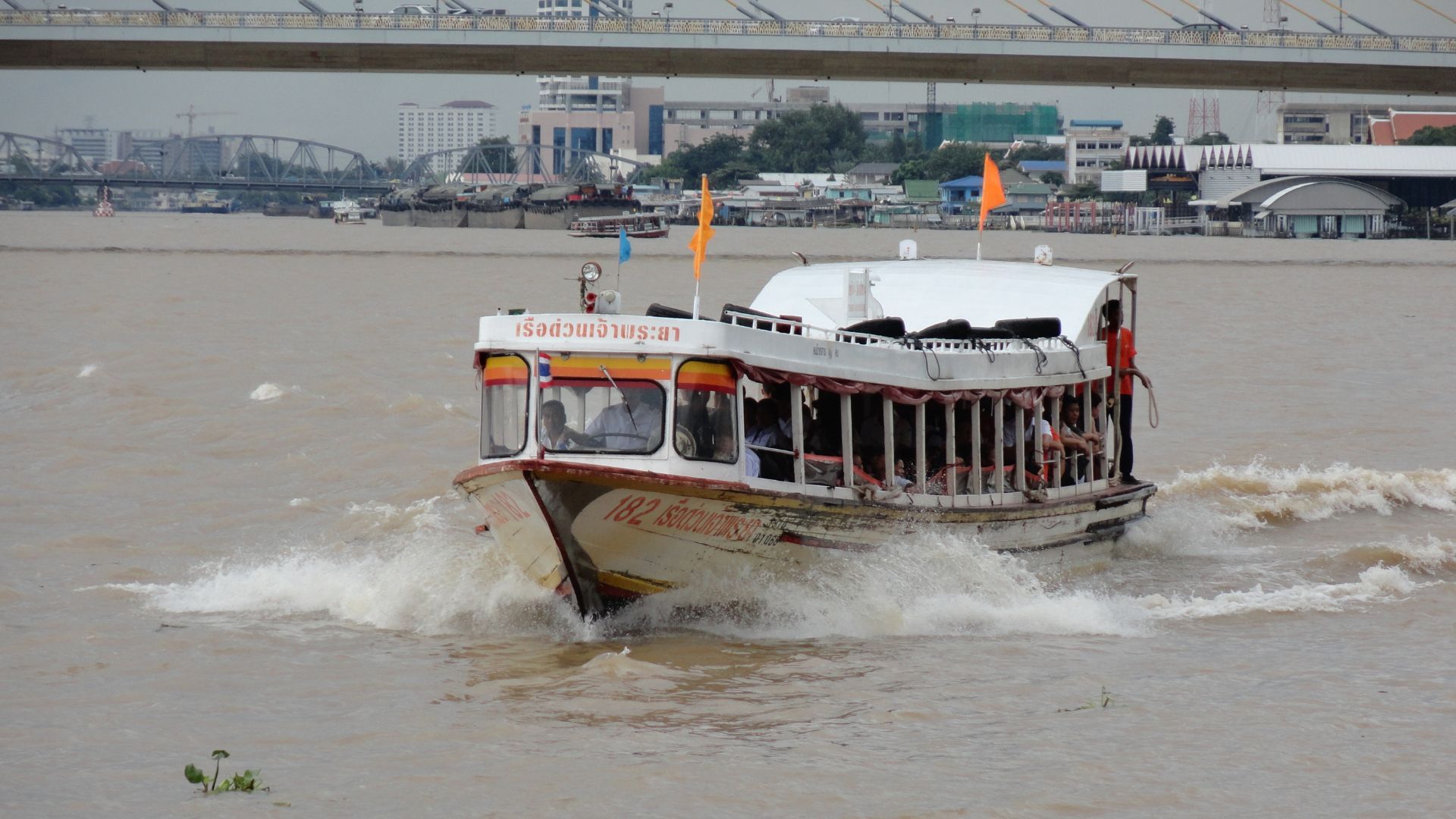 by boat