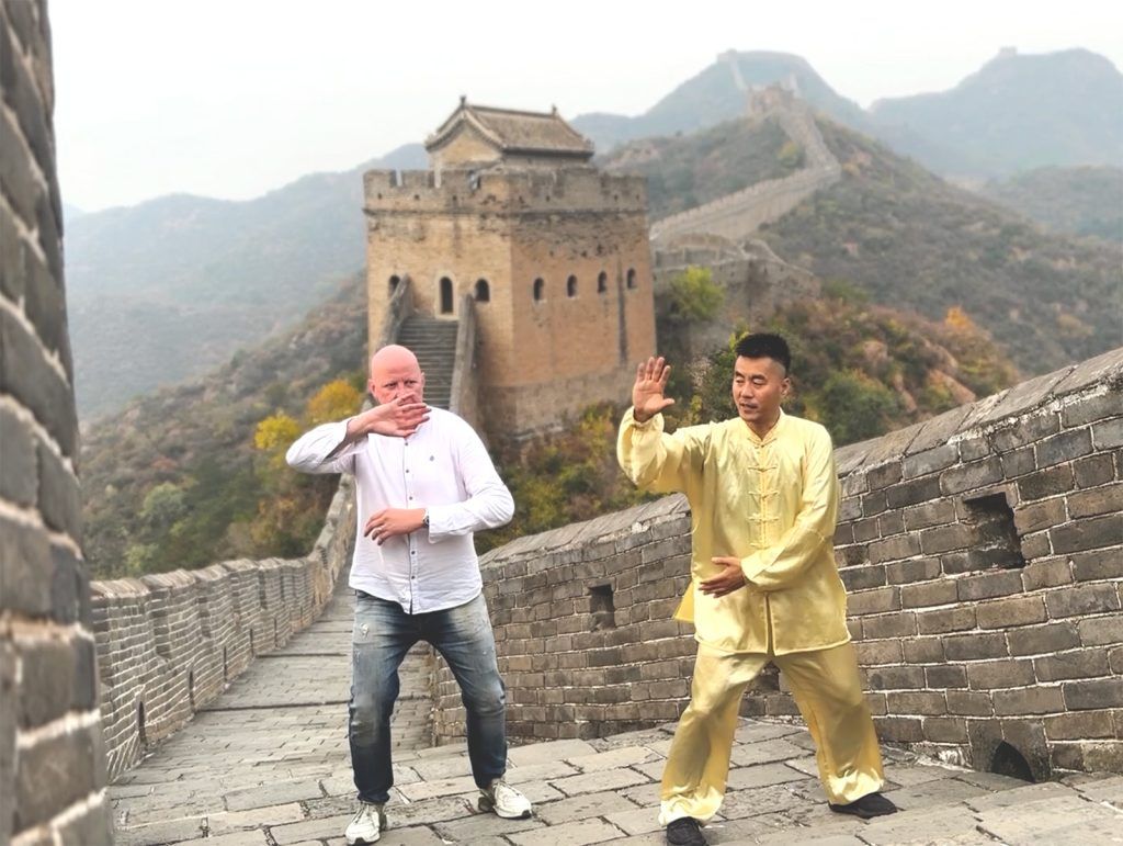 Tai Chi class on the Great Wall at Jinshanling
