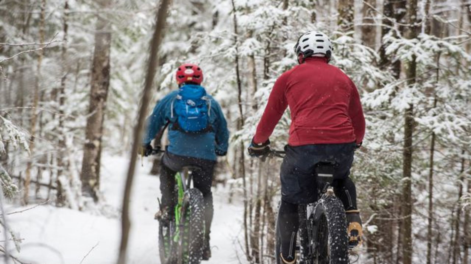 Mountain bikers in the snow in Littleton