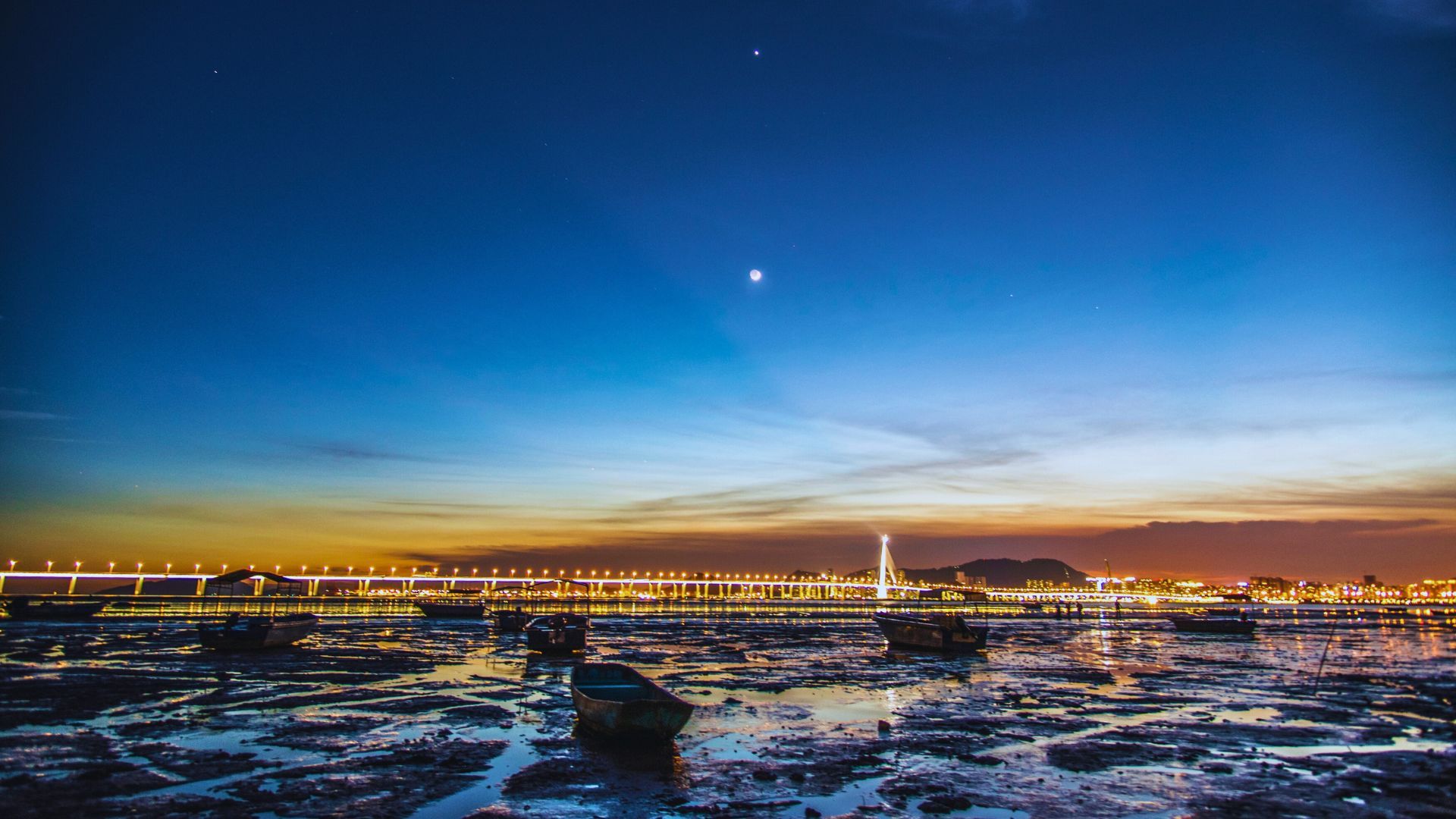 Sunset over Hong Kong coast