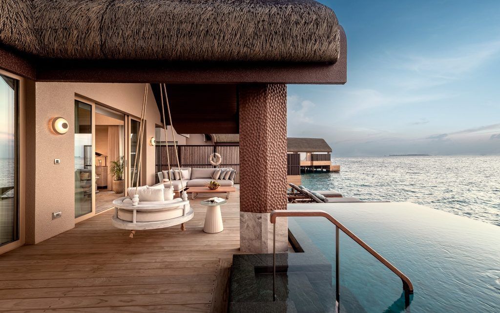 JOALI BEING: Grand Ocean Pool Villa sundeck at sunset
