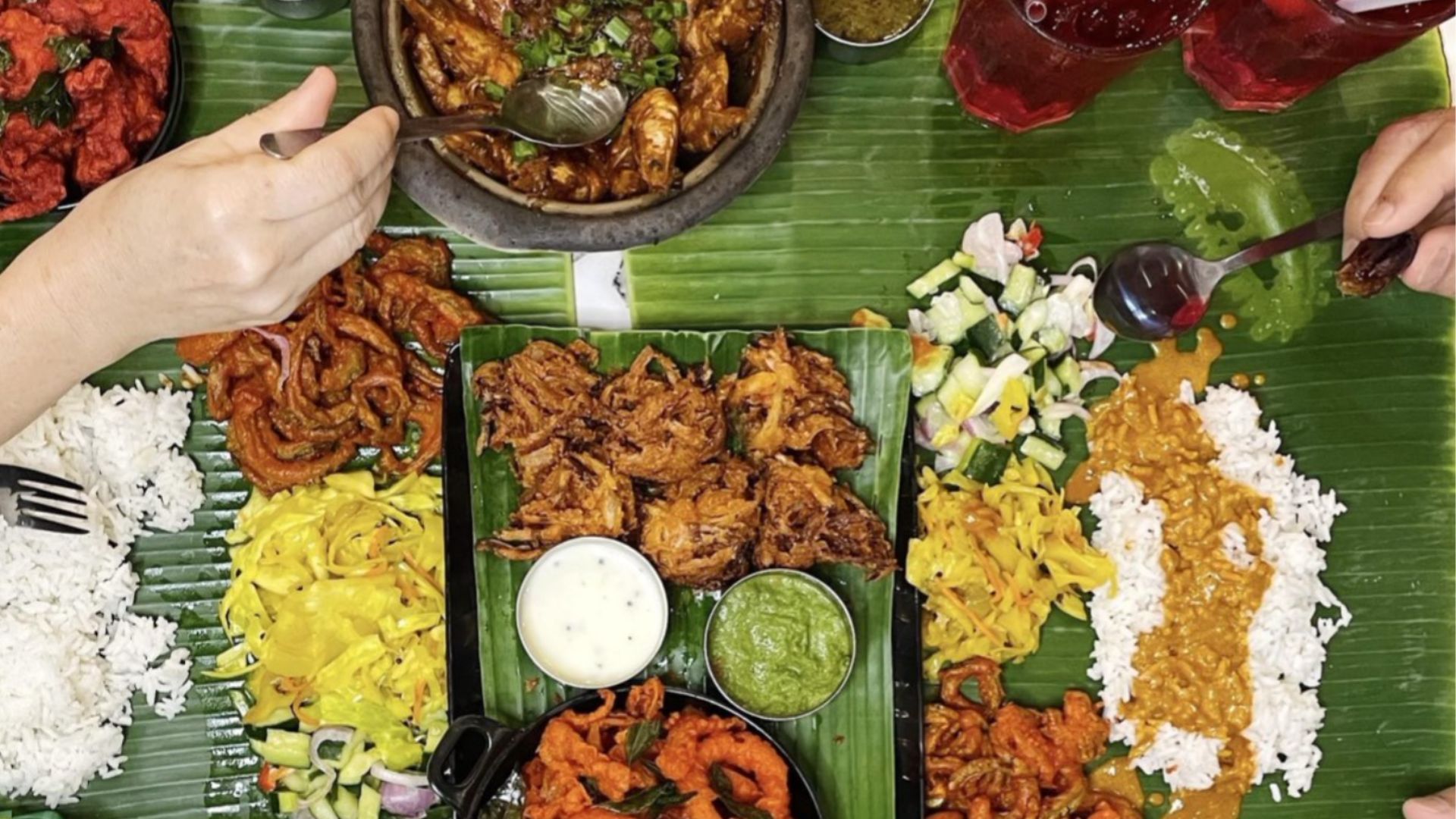 south indian meals in banana leaf