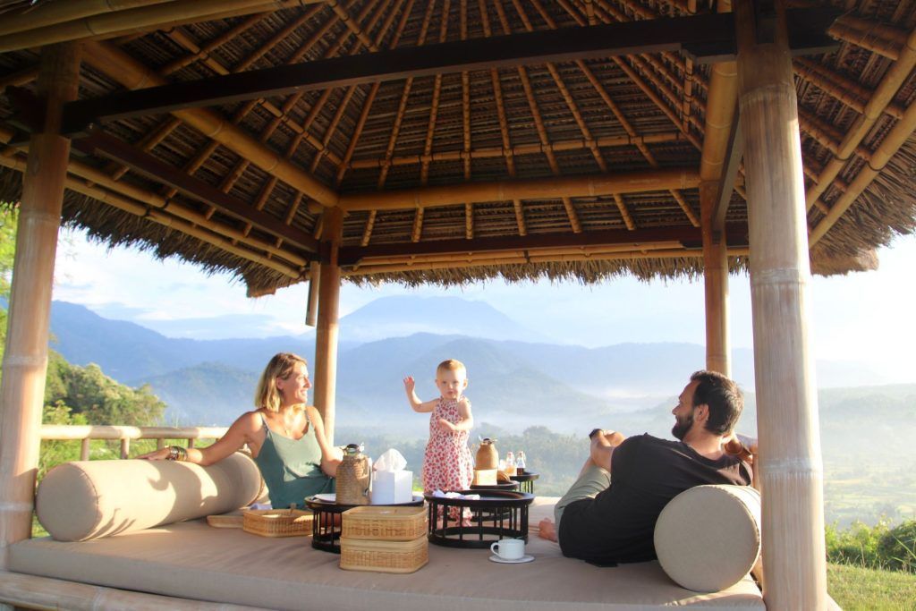 Breakfast at Amankila, tips for travelling with toddlers
