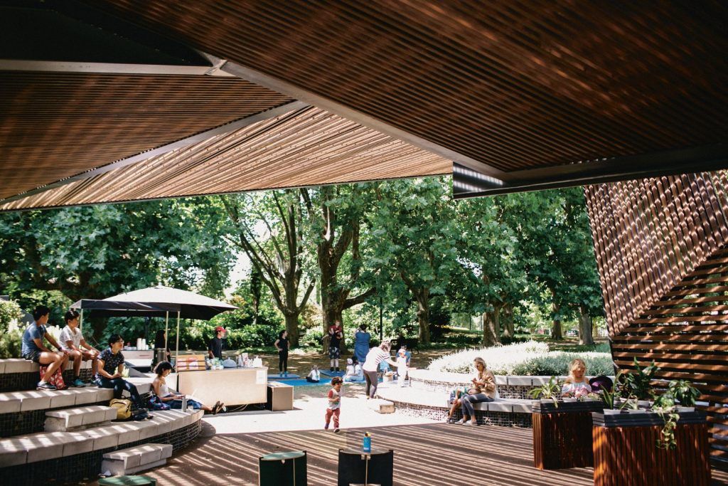 MPavilion 2018 by Carme Pinós. Photo by Marie-Luise Skibbe