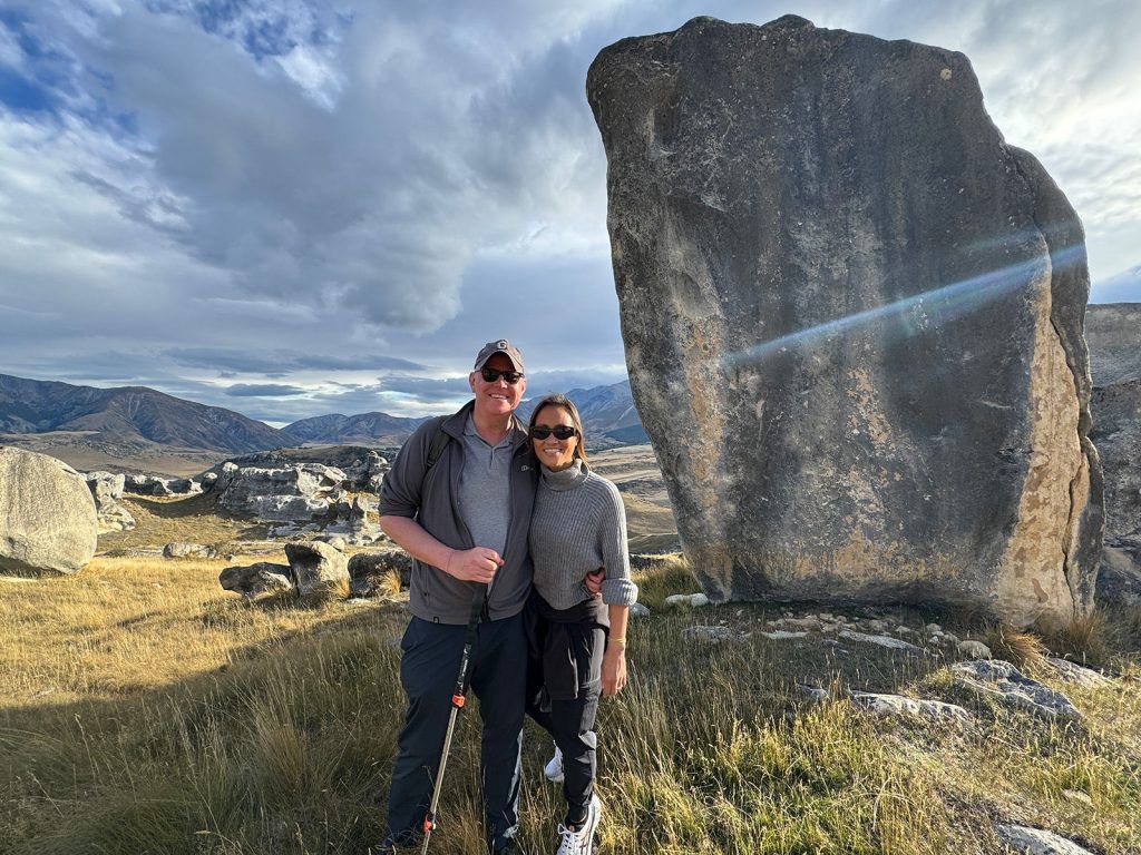 The author and his wife, Pat, among the boulders of Flockhill Lodge. Photo by Chris Dwyer 